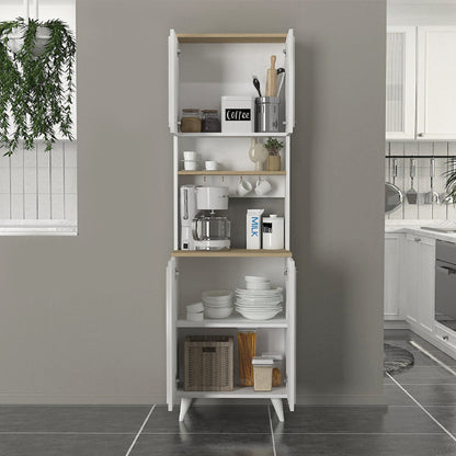 Έπιπλο Κουζίνας Potter 2 Χρώμα Λευκό - Rota Oak 60x40x196,1