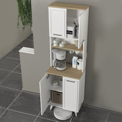 Έπιπλο Κουζίνας Potter 2 Χρώμα Λευκό - Rota Oak 60x40x196,1