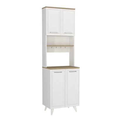 Έπιπλο Κουζίνας Potter 2 Χρώμα Λευκό - Rota Oak 60x40x196,1