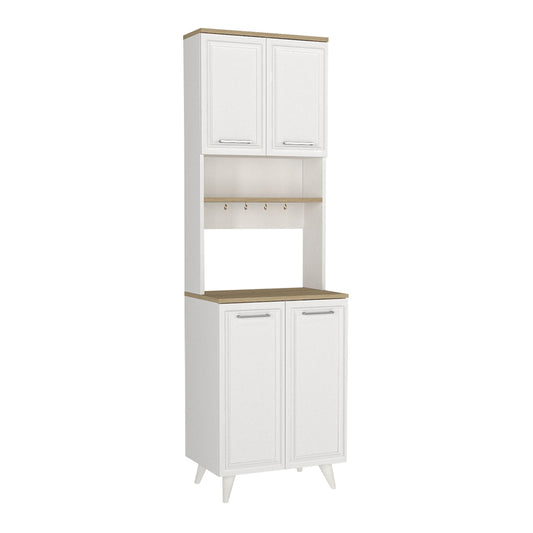 Έπιπλο Κουζίνας Potter 2 Χρώμα Λευκό - Rota Oak 60x40x196,1
