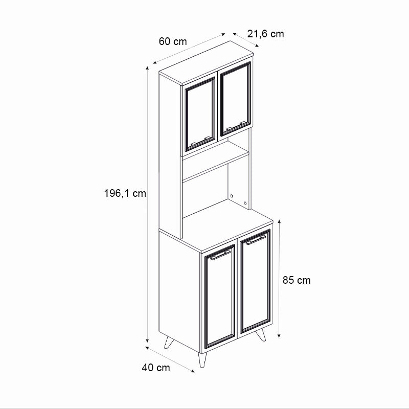 Έπιπλο Κουζίνας Potter 2 Χρώμα Λευκό - Rota Oak 60x40x196,1