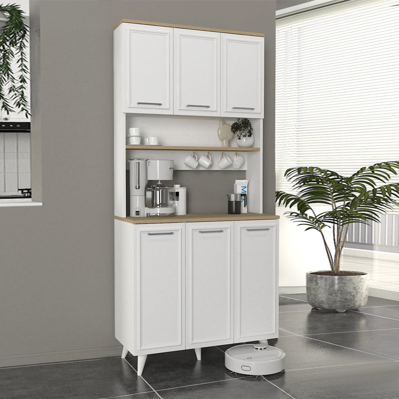 Έπιπλο Κουζίνας Potter 3 Χρώμα Λευκό - Rota Oak 90x40x196,1