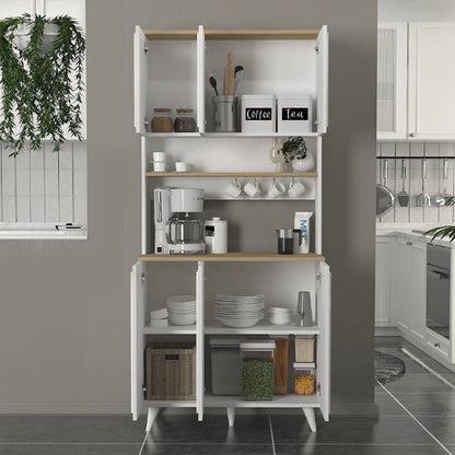 Έπιπλο Κουζίνας Potter 3 Χρώμα Λευκό - Rota Oak 90x40x196,1