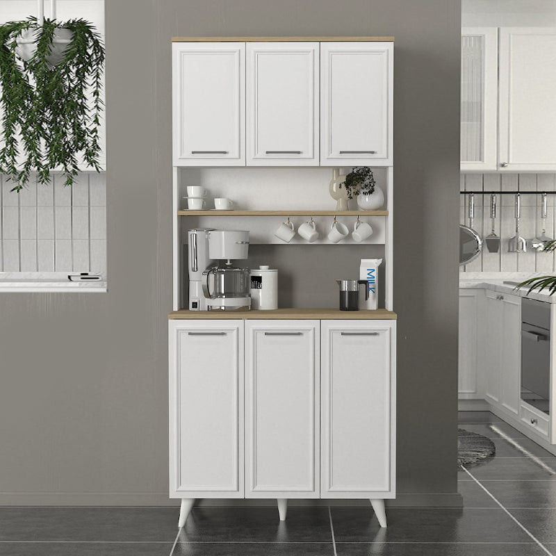 Έπιπλο Κουζίνας Potter 3 Χρώμα Λευκό - Rota Oak 90x40x196,1