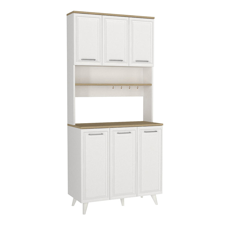 Έπιπλο Κουζίνας Potter 3 Χρώμα Λευκό - Rota Oak 90x40x196,1