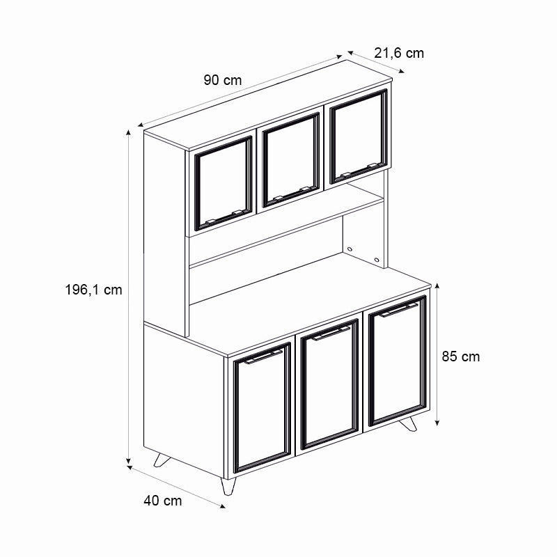Έπιπλο Κουζίνας Potter 3 Χρώμα Λευκό - Rota Oak 90x40x196,1