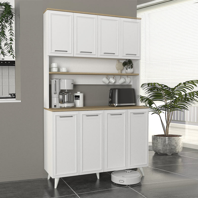 Έπιπλο Κουζίνας Potter 4 Χρώμα Λευκό - Rota Oak 120x40x196,1