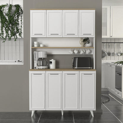 Έπιπλο Κουζίνας Potter 4 Χρώμα Λευκό - Rota Oak 120x40x196,1