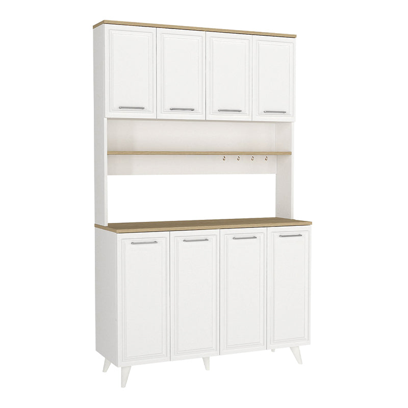 Έπιπλο Κουζίνας Potter 4 Χρώμα Λευκό - Rota Oak 120x40x196,1