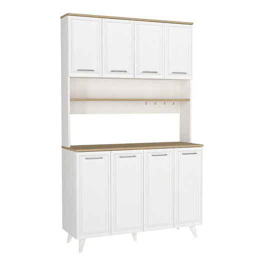 Έπιπλο Κουζίνας Potter 4 Χρώμα Λευκό - Rota Oak 120x40x196,1