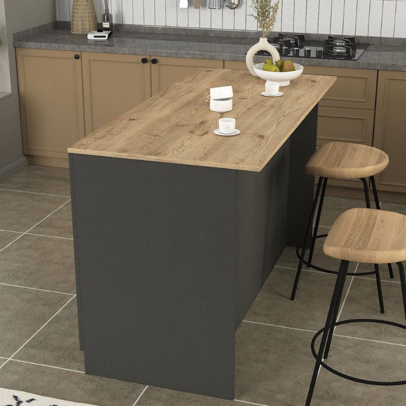 Τραπέζι - Πάγκος Κουζίνας Peres Χρώμα Ανθρακί - Sepet Oak 150x70x91,8