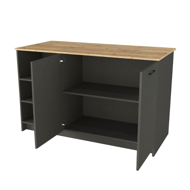 Τραπέζι - Πάγκος Κουζίνας Peres Χρώμα Ανθρακί - Sepet Oak 150x70x91,8