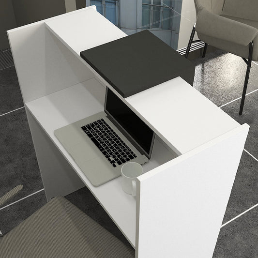 Γραφείο Υποδοχής - Reception Hola Χρώμα Λευκό - Ανθρακί 93,6x45,2x110,3