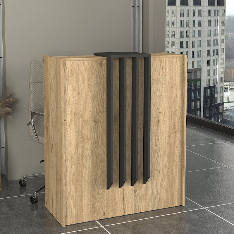 Γραφείο Υποδοχής - Reception Hola Χρώμα Sepet Oak - Ανθρακί 93,6x45,2x110,3