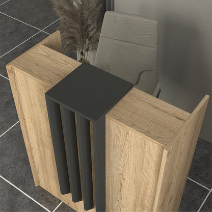 Γραφείο Υποδοχής - Reception Hola Χρώμα Sepet Oak - Ανθρακί 93,6x45,2x110,3