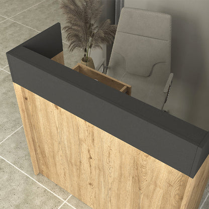 Γραφείο Υποδοχής - Reception Wilko με LED Χρώμα Sepet Oak - Ανθρακί 113,6x42x110