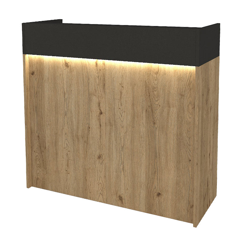Γραφείο Υποδοχής - Reception Wilko με LED Χρώμα Sepet Oak - Ανθρακί 113,6x42x110