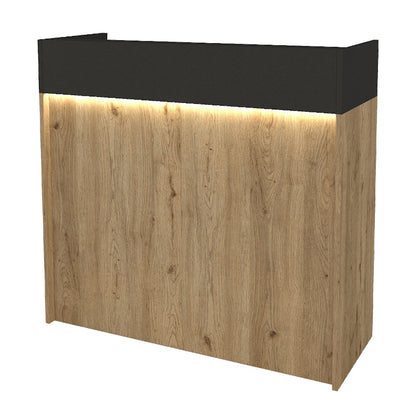 Γραφείο Υποδοχής - Reception Wilko με LED Χρώμα Sepet Oak - Ανθρακί 113,6x42x110