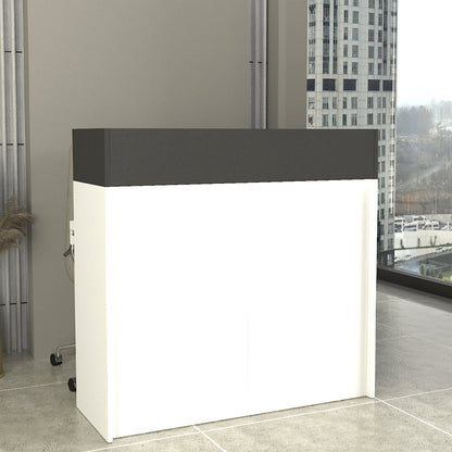 Γραφείο Υποδοχής - Reception Wilko με LED Χρώμα Λευκό - Ανθρακί 113,6x42x110