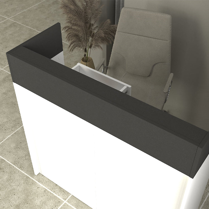 Γραφείο Υποδοχής - Reception Wilko με LED Χρώμα Λευκό - Ανθρακί 113,6x42x110