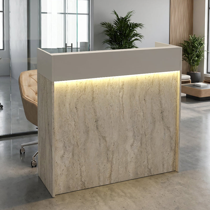 Γραφείο Υποδοχής - Reception Wilko με LED Χρώμα Travertine - Sandstone 113,6x42x110