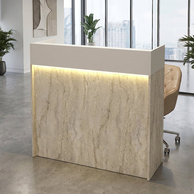 Γραφείο Υποδοχής - Reception Wilko με LED Χρώμα Travertine - Sandstone 113,6x42x110