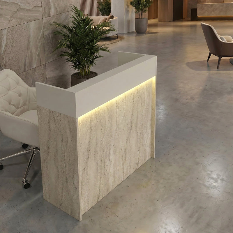 Γραφείο Υποδοχής - Reception Wilko με LED Χρώμα Travertine - Sandstone 113,6x42x110