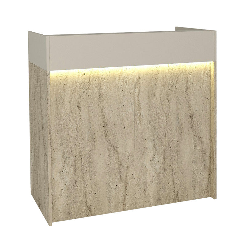 Γραφείο Υποδοχής - Reception Wilko με LED Χρώμα Travertine - Sandstone 113,6x42x110