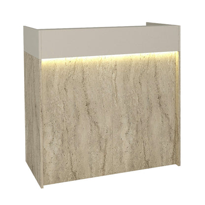 Γραφείο Υποδοχής - Reception Wilko με LED Χρώμα Travertine - Sandstone 113,6x42x110