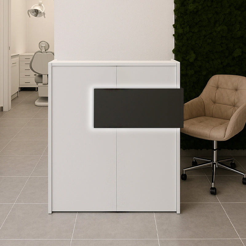 Γραφείο Υποδοχής - Reception Aloha με LED Χρώμα Λευκό - Ανθρακί 95,5x40x110,3