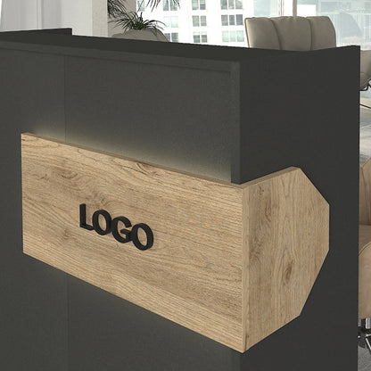 Γραφείο Υποδοχής - Reception Aloha με LED Χρώμα Ανθρακί - Sepet Oak 95,5x40x110,3