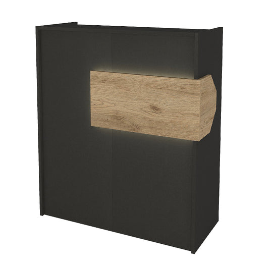 Γραφείο Υποδοχής - Reception Aloha με LED Χρώμα Ανθρακί - Sepet Oak 95,5x40x110,3