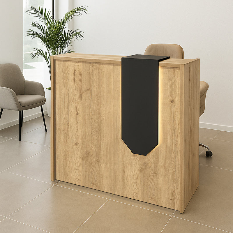 Γραφείο Υποδοχής - Reception Navita με LED Χρώμα Sepet Oak - Ανθρακί 113,6x42x111,8