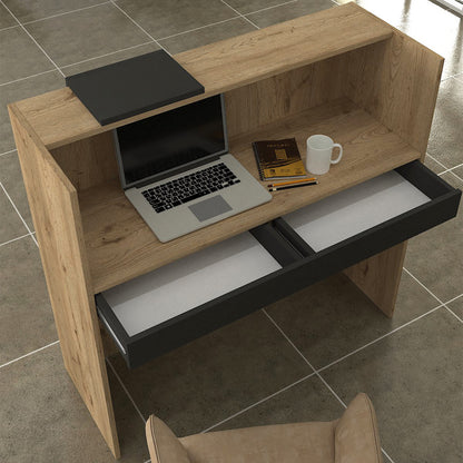 Γραφείο Υποδοχής - Reception Navita με LED Χρώμα Sepet Oak - Ανθρακί 113,6x42x111,8