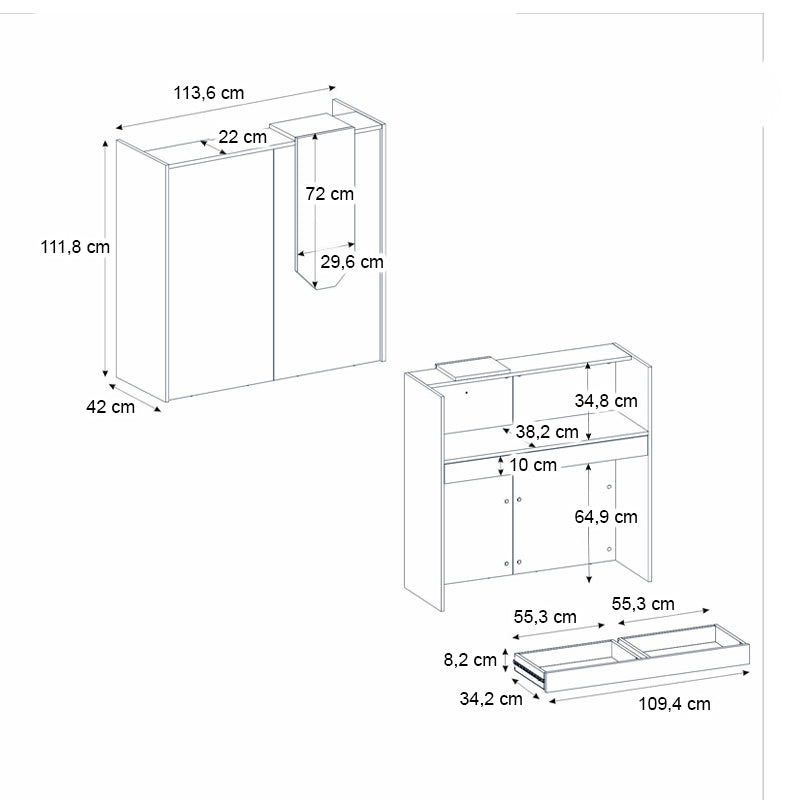 Γραφείο Υποδοχής - Reception Navita με LED Χρώμα Sepet Oak - Ανθρακί 113,6x42x111,8