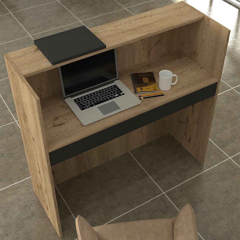 Γραφείο Υποδοχής - Reception Navita με LED Χρώμα Sepet Oak - Ανθρακί 113,6x42x111,8