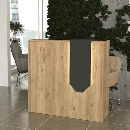Γραφείο Υποδοχής - Reception Navita με LED Χρώμα Sepet Oak - Ανθρακί 113,6x42x111,8