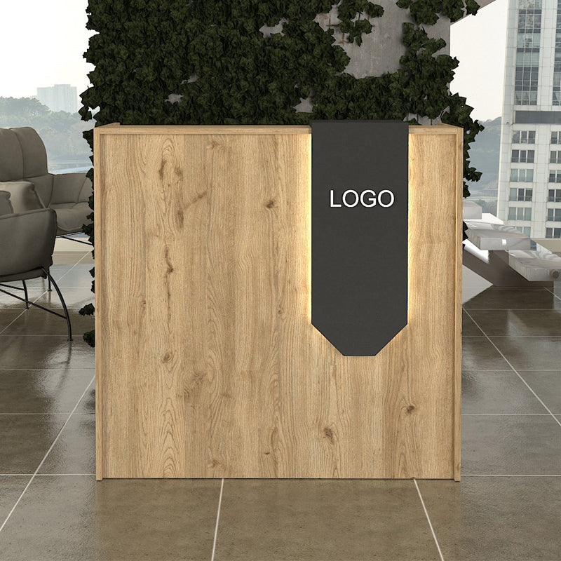 Γραφείο Υποδοχής - Reception Navita με LED Χρώμα Sepet Oak - Ανθρακί 113,6x42x111,8