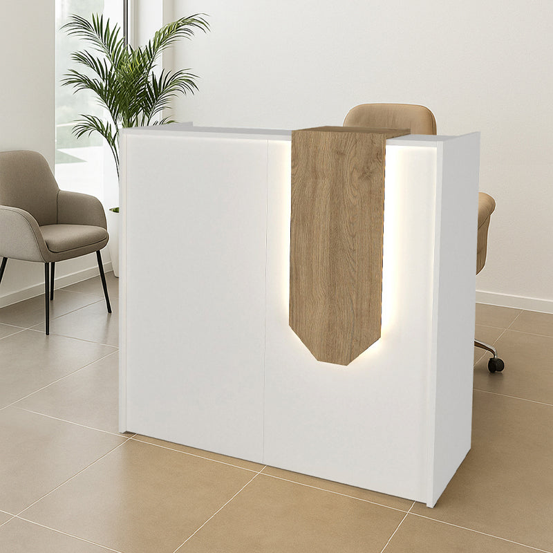 Γραφείο Υποδοχής - Reception Navita με LED Χρώμα Λευκό - Sepet Oak 113,6x42x111,8