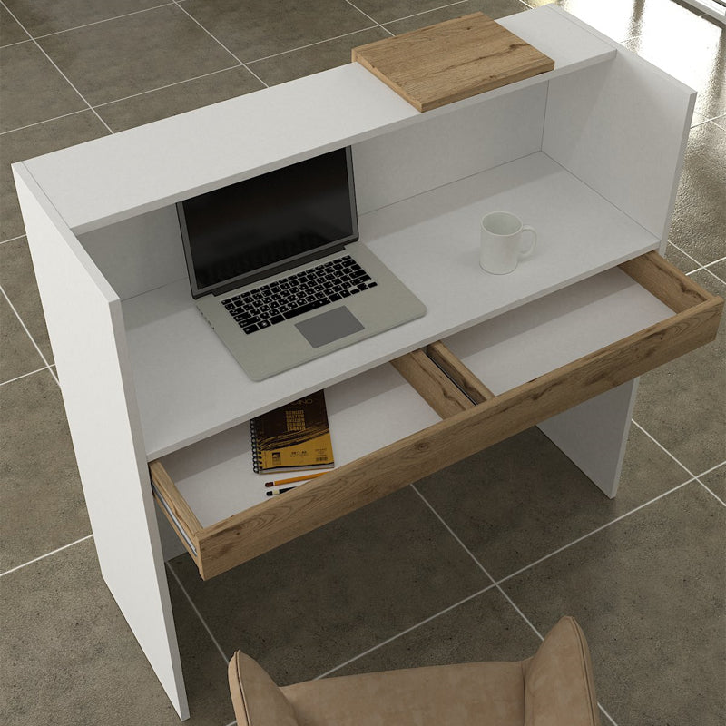 Γραφείο Υποδοχής - Reception Navita με LED Χρώμα Λευκό - Sepet Oak 113,6x42x111,8