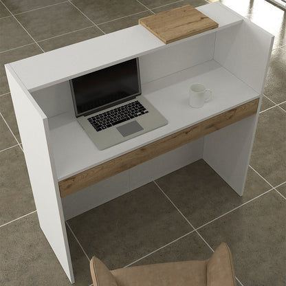 Γραφείο Υποδοχής - Reception Navita με LED Χρώμα Λευκό - Sepet Oak 113,6x42x111,8