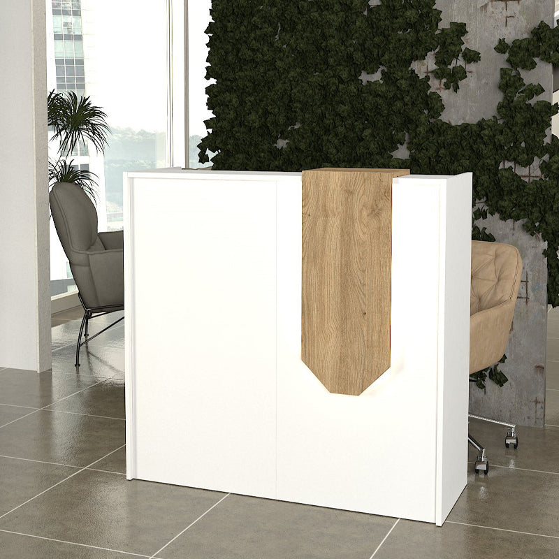 Γραφείο Υποδοχής - Reception Navita με LED Χρώμα Λευκό - Sepet Oak 113,6x42x111,8
