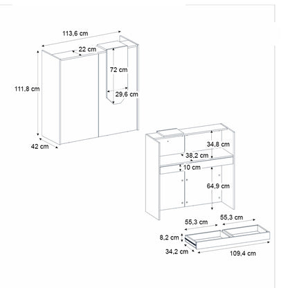 Γραφείο Υποδοχής - Reception Navita με LED Χρώμα Λευκό - Sepet Oak 113,6x42x111,8
