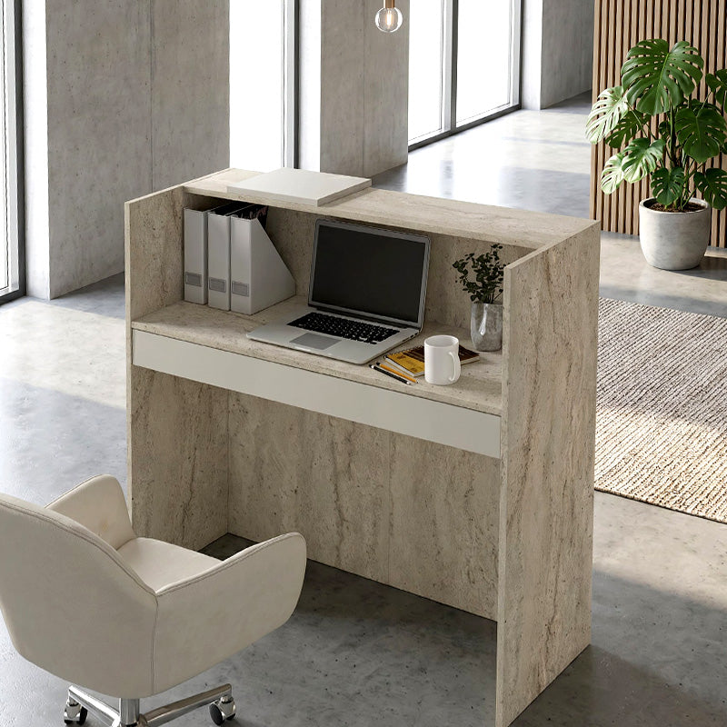 Γραφείο Υποδοχής - Reception Navita με LED Χρώμα Travertine - Sandstone 113,6x42x111,8