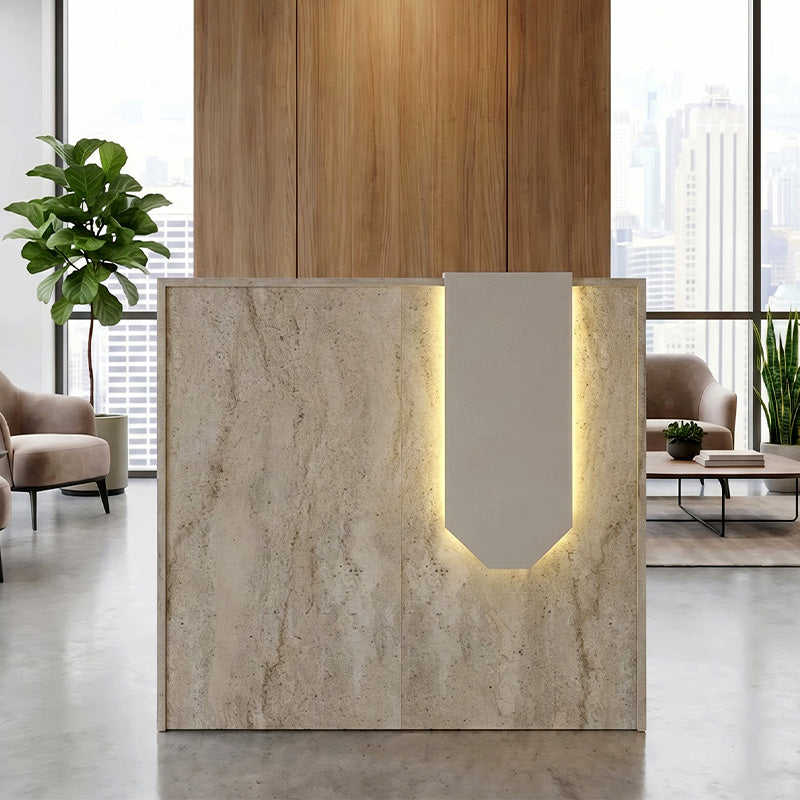 Γραφείο Υποδοχής - Reception Navita με LED Χρώμα Travertine - Sandstone 113,6x42x111,8