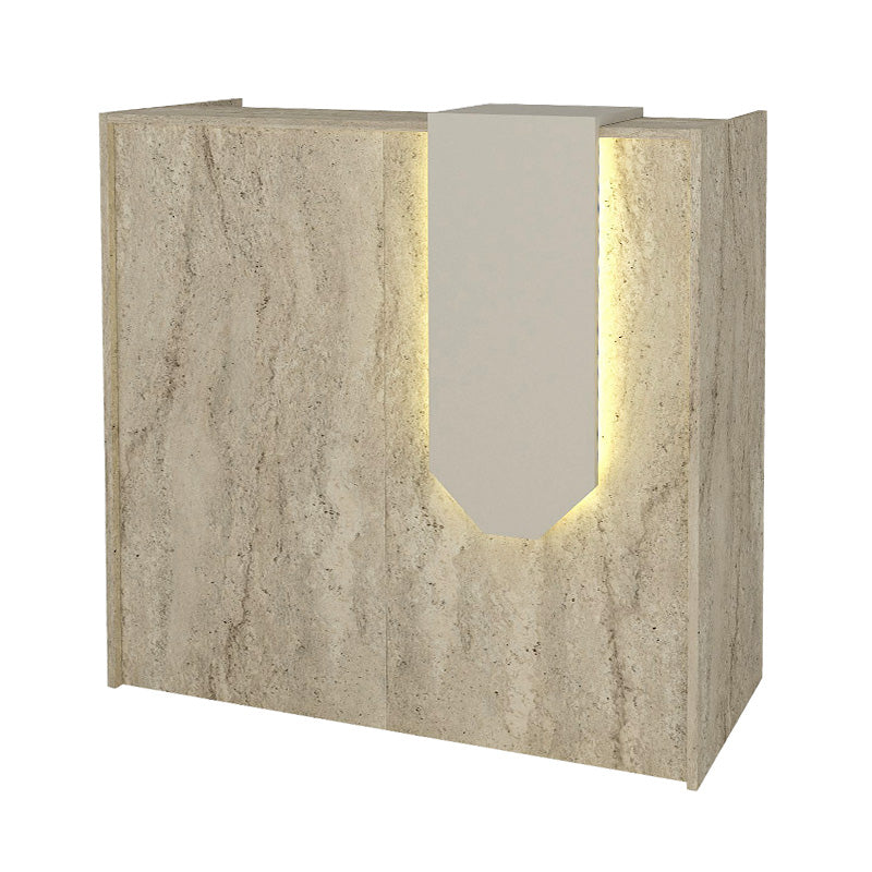 Γραφείο Υποδοχής - Reception Navita με LED Χρώμα Travertine - Sandstone 113,6x42x111,8