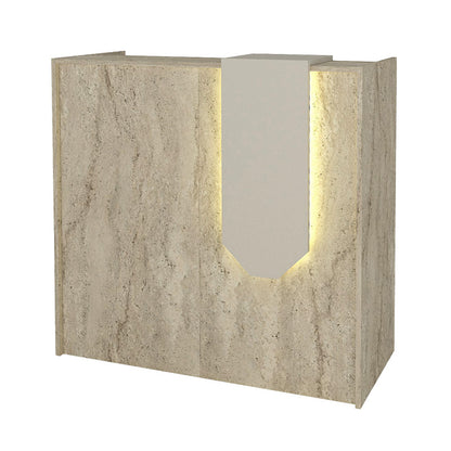 Γραφείο Υποδοχής - Reception Navita με LED Χρώμα Travertine - Sandstone 113,6x42x111,8