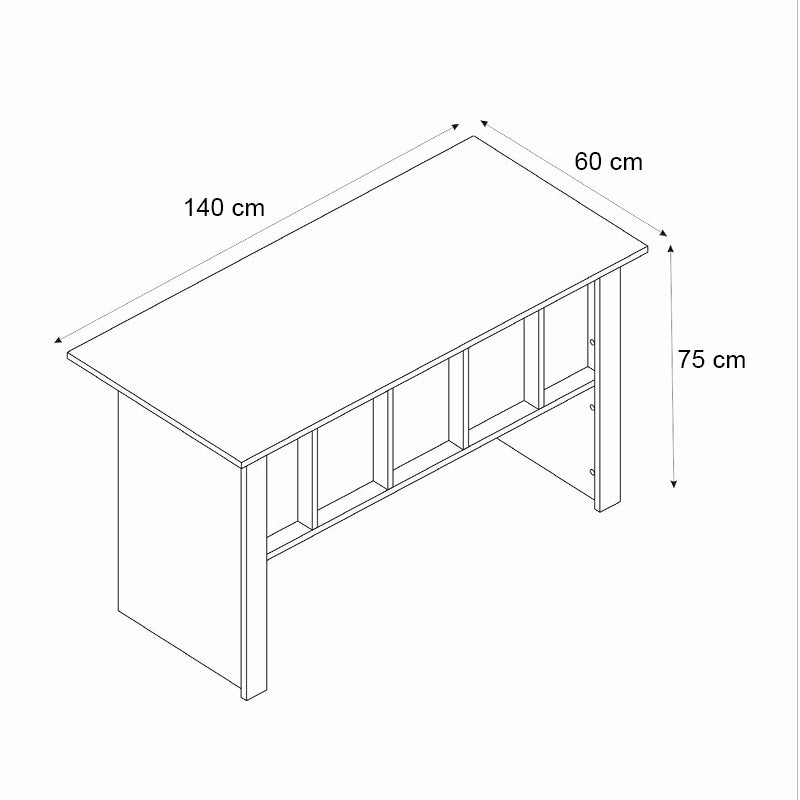 Γραφείο Εργασίας Nika Χρώμα Sepet Oak - Ανθρακί 140x60x75