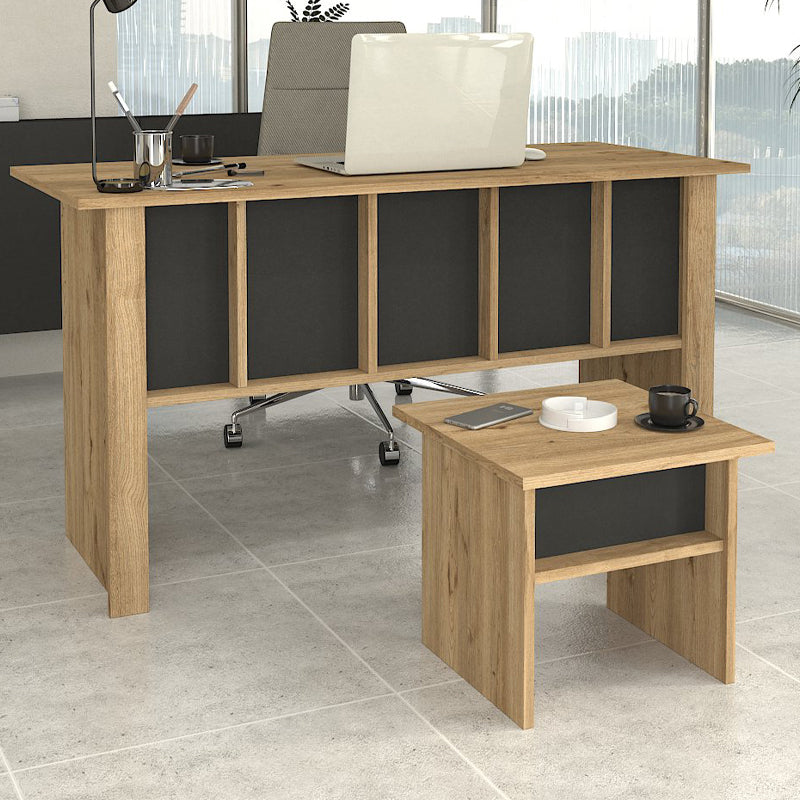 Τραπεζάκι Σαλονιού - Γραφείου Nika Χρώμα Sepet Oak - Ανθρακί 45x45x40