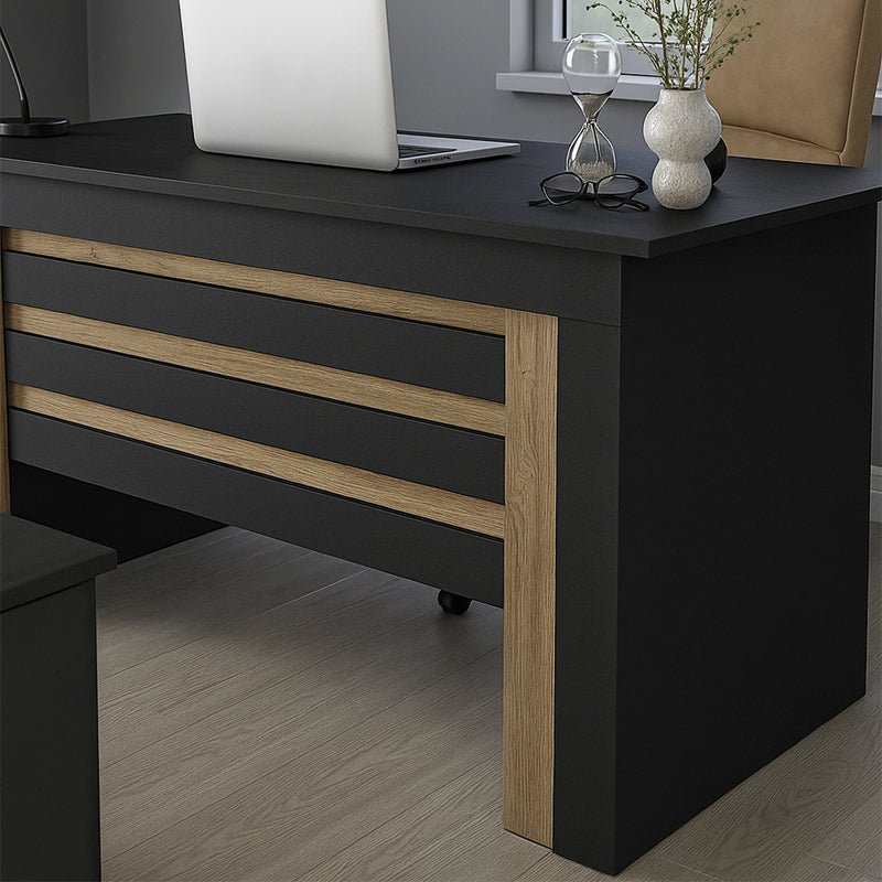 Γραφείο Εργασίας Epito Χρώμα Ανθρακί - Sepet Oak 140x59,6x76,8